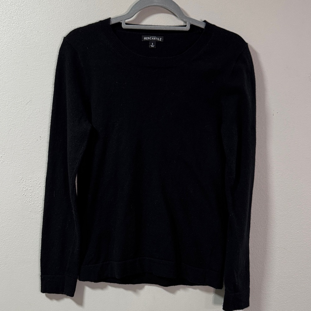J. Crew Men's Classic Black Crew Neck Sweater Small wool/cotton long sleeve 6123